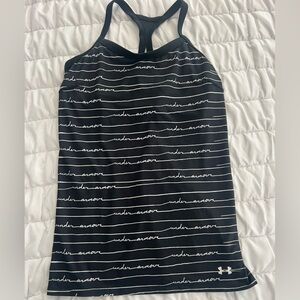 Under Armour Black and White logo Tank Top size medium